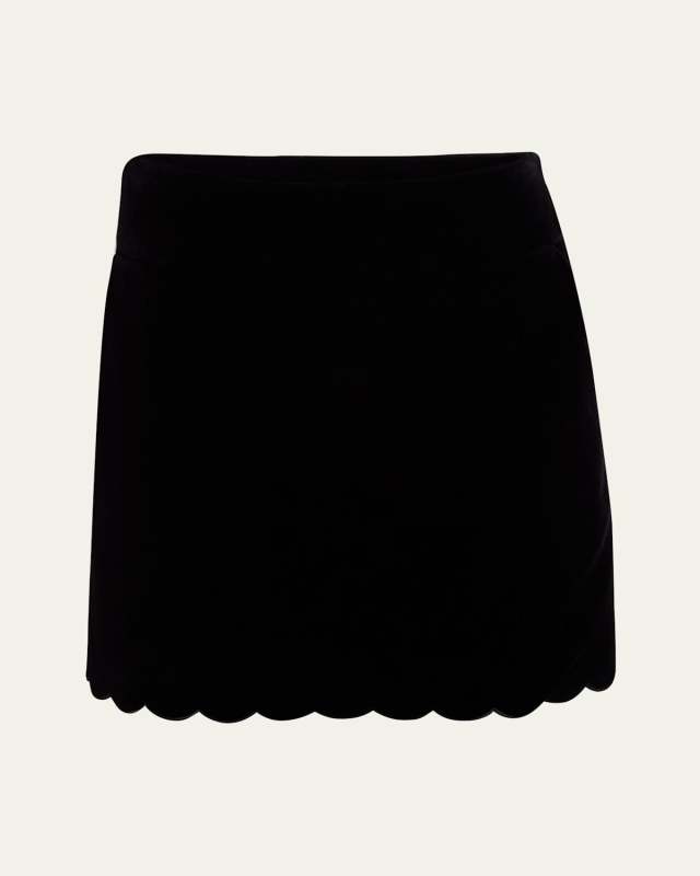Scallop Velvet Mini Skirt